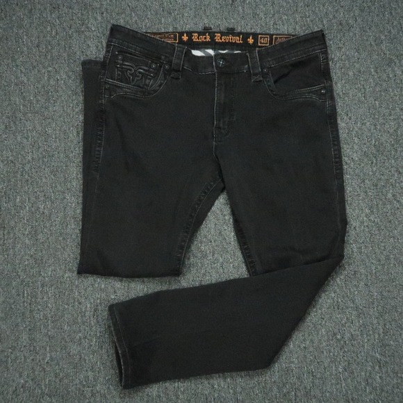 Rock Revival Jeans Men 40x32 Black Arther Alt Straight 5 Pocket Stretch